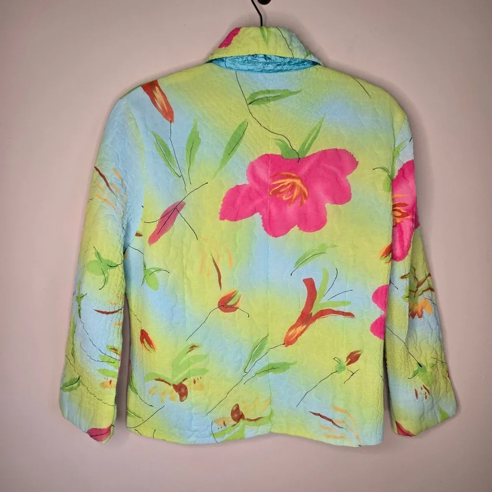 UBU Reversible Y2K Crinkle Jacket Womens Medium Green Pink Blue Zip Front - Picture 7 of 12